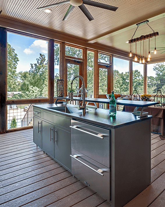 Outdoor kitchen island from the range at Green Heat
